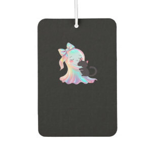 Cute Holographic Ghost Hugging Black Cat Cozy Girl Air Freshener