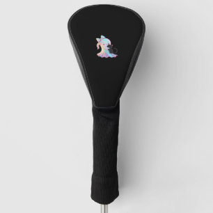 Cute Holographic Ghost Hugging Black Cat Cozy Girl Golf Head Cover