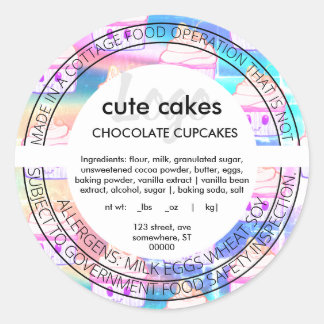 Cute Holographique Cupcake Cottage Law Étiquette a