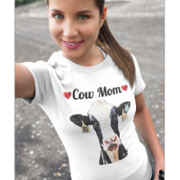 Cute Holstein Cow Heart Mom Dairy Farm Women