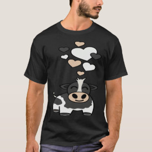Cute Holstein Cow With Hearts T-Shirt