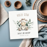 Cute Holy Cow Foliage Pastel Neutral Kids Birthday Napkin<br><div class="desc">If you need any other matching product or customization,  kindly message via Zazzle.</div>