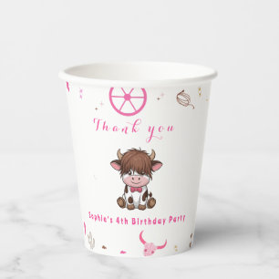 Cute Holy cow highland cow birthday Paper Cups