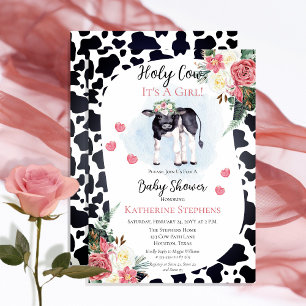 Cute Holy Cow, It's A Girl Baby Shower  Invitation