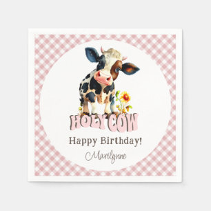 Cute Holy Cow Pink Birthday Napkin