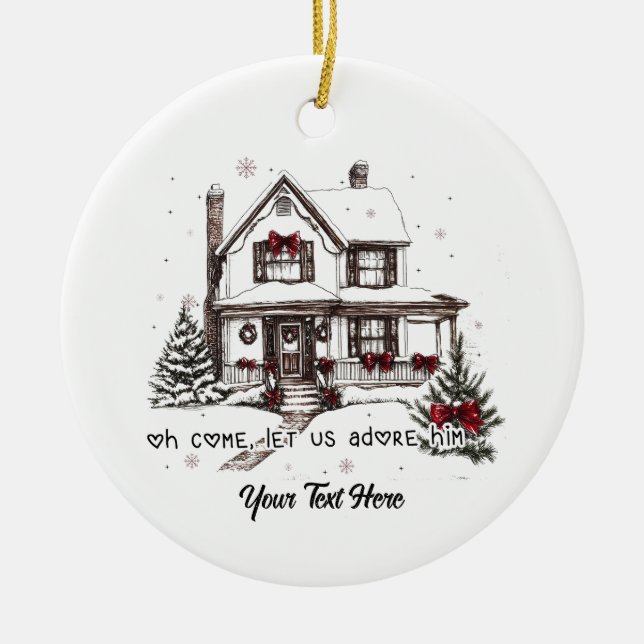 Cute Home Christmas Ceramic Ornament (Front)