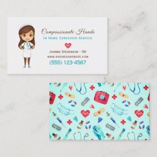 Cute Home Health Care Nurse Service Business Card
