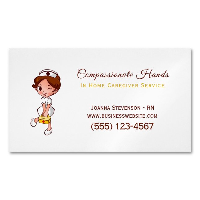 Cute Home Health Care Nurse Service Business Card (Front)