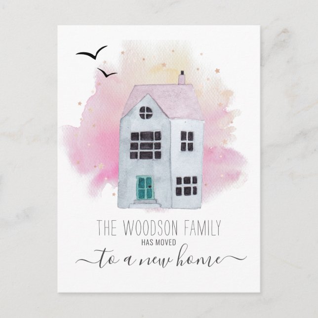 Cute Home Moving Change Of Address Announcement  (Front)