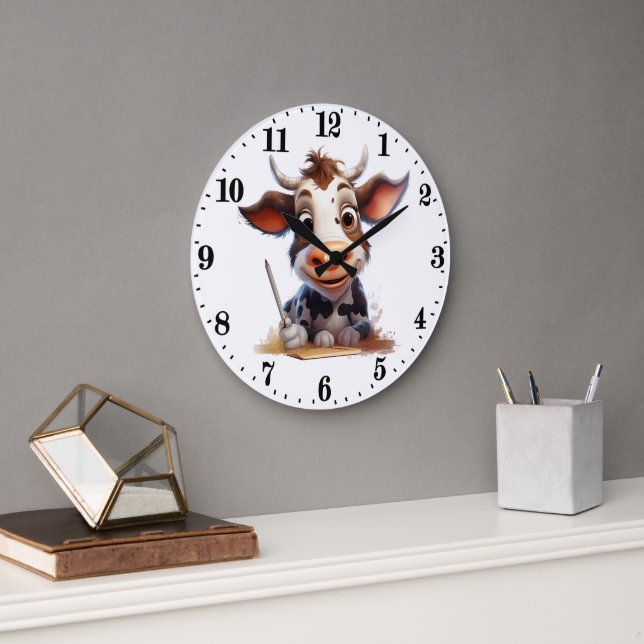 cute home or office cow lovers large clock (Office)
