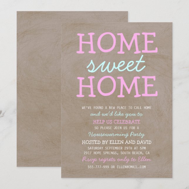 Cute Home Sweet Home Accueil Ménage Invitations (Devant / Derrière)