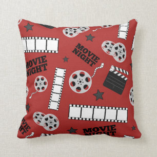 Cute home theater movie night decor throw pillow