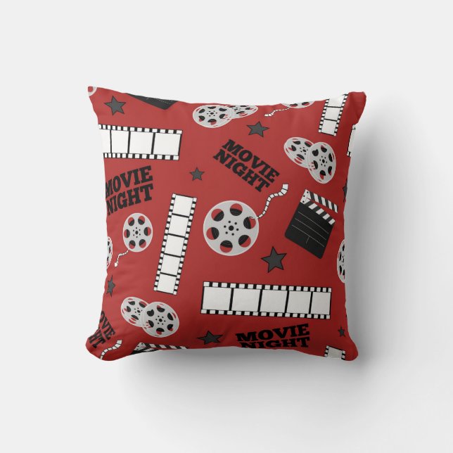 Cute home theatre movie night decor throw pillow (Front)