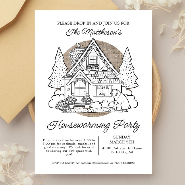 Cute Home with Bears Drop In Housewarming Party Invitation (Creator Uploaded)