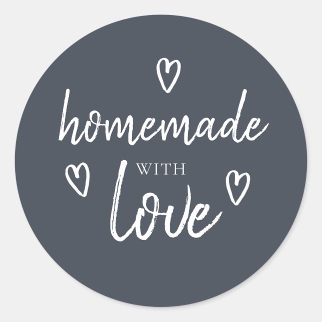 Cute Homemade With Love Black White Classic Round Sticker (Front)