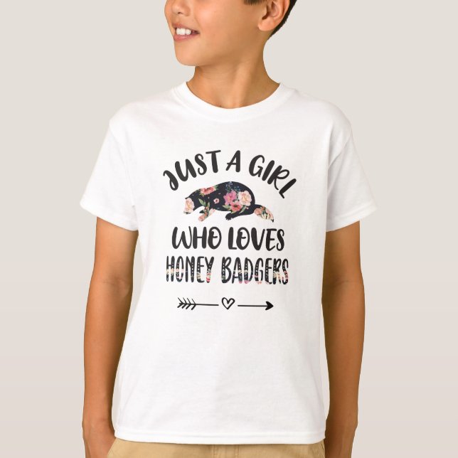 Cute Honey Badger Girl Gifts Honey Badger Lover T-Shirt (Front)