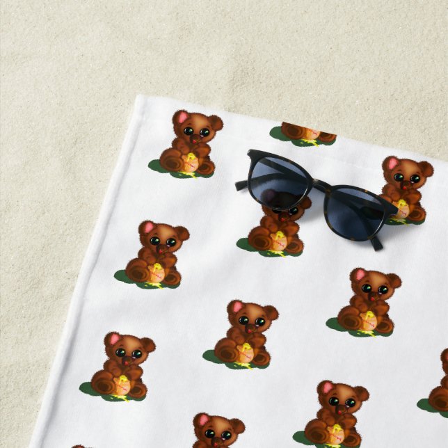 Cute Honey Bear Beach Towel (In Situ)