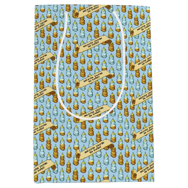 Cute Honey Bear Because You're So Sweet 80s Retro Medium Gift Bag (Front)
