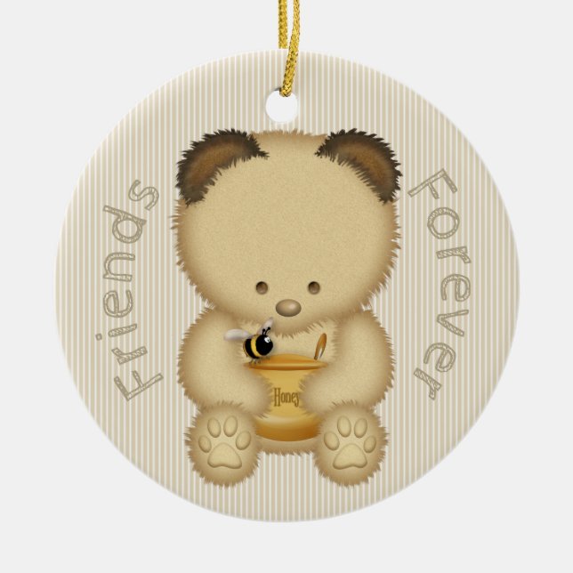 Cute Honey Bear BFF Ceramic Ornament (Front)