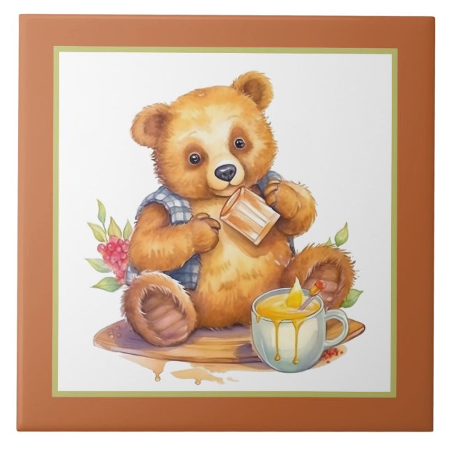 Cute Honey bear home business crafting Tile (Front)
