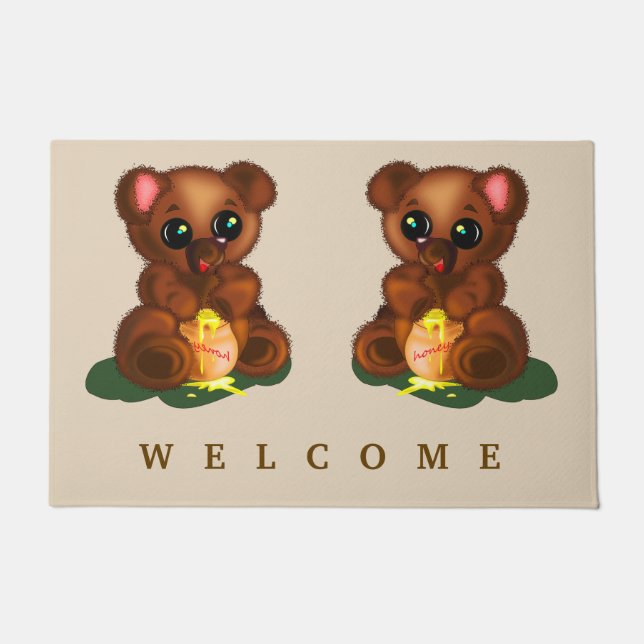 Cute Honey Bear - Welcome Doormat (Front)