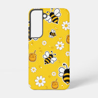 Cute Honey Bee and Daisy Pattern Bright Yellow