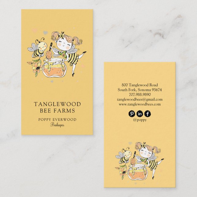 Cute Honey Bee Apiary Beekeeper Honey Products  Business Card (Front/Back)