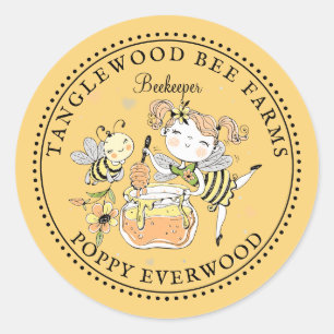 Cute Honey Bee Apiary Beekeeper Honey Products  Classic Round Sticker