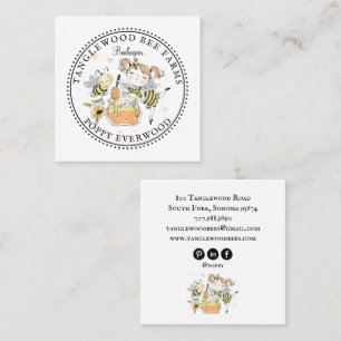 Cute Honey Bee Apiary Beekeeper Honey Products Square Business Card