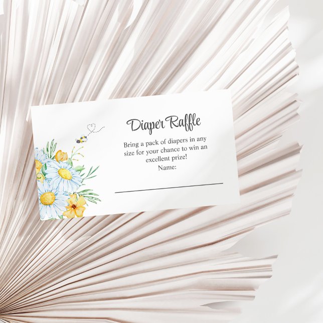 Cute Honey Bee Baby Shower Diaper Raffle Enclosure Card (Cute Honey Bee Baby Shower Diaper Raffle Enclosure Card on a white dry palm leaf.)