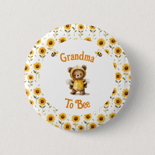 Cute Honey Bee Bear Ba-Bee Shower  2 Inch Round Button