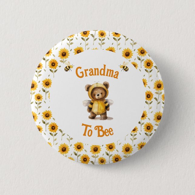 Cute Honey Bee Bear Ba-Bee Shower  2 Inch Round Button (Front)