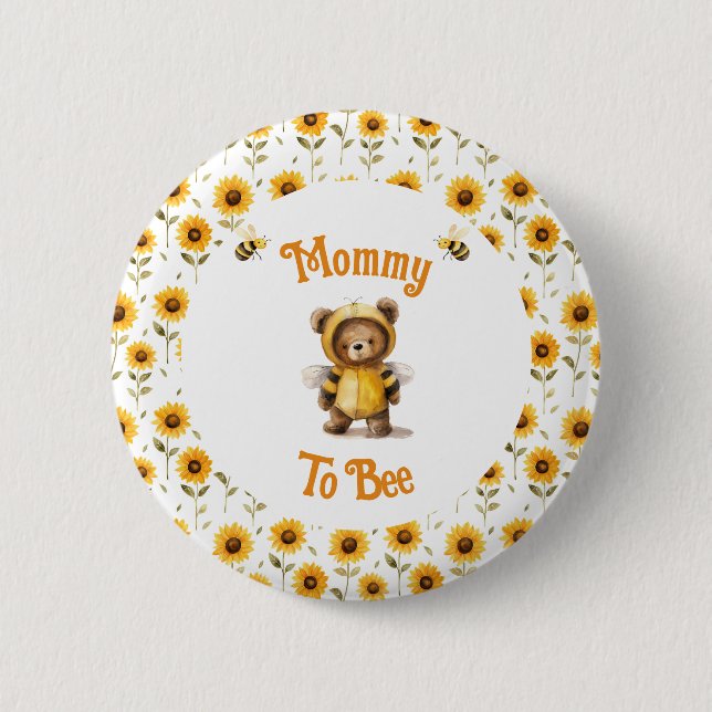 Cute Honey Bee Bear Ba-Bee Shower  2 Inch Round Button (Front)