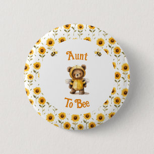 Cute Honey Bee Bear Ba-Bee Shower  2 Inch Round Button