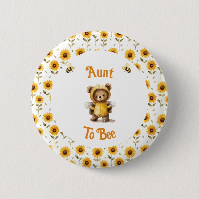 Cute Honey Bee Bear Ba-Bee Shower  2 Inch Round Button (Front)