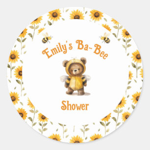 Cute Honey Bee Bear Ba-Bee Shower  Classic Round Sticker
