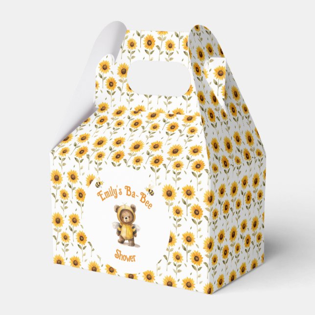 Cute Honey Bee Bear Ba-Bee Shower  Favor Box (Front Side)