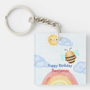 Cute honey bee Bee Birthday Party Keychain