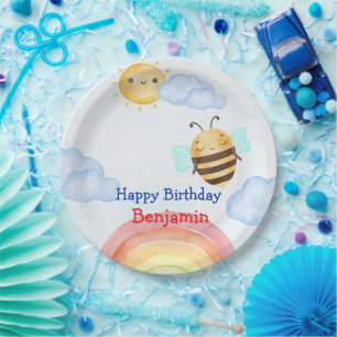 Cute honey bee Bee Birthday Party Paper Plate