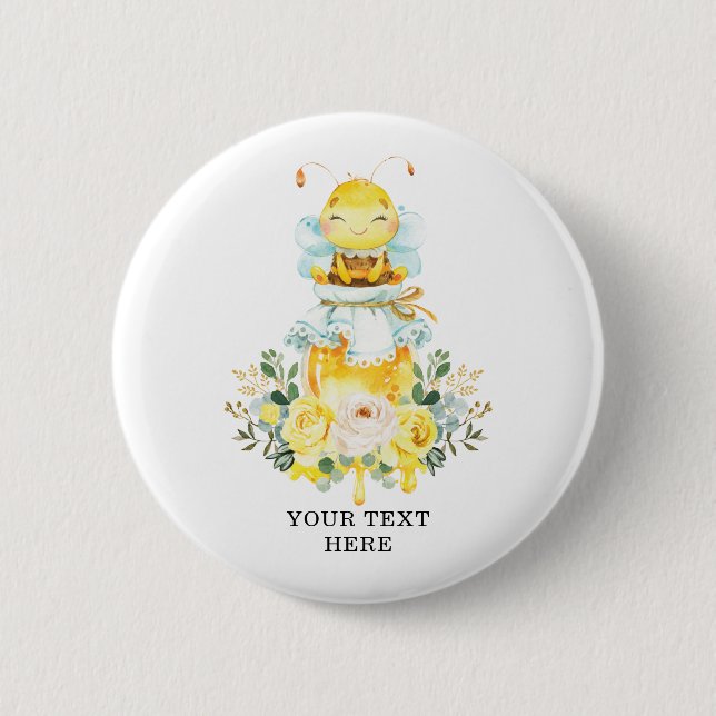 Cute Honey Bee Birthday Party Favours 2 Inch Round Button (Front)