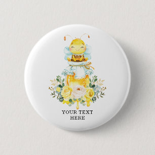Cute Honey Bee Birthday Party Favours 2 Inch Round Button
