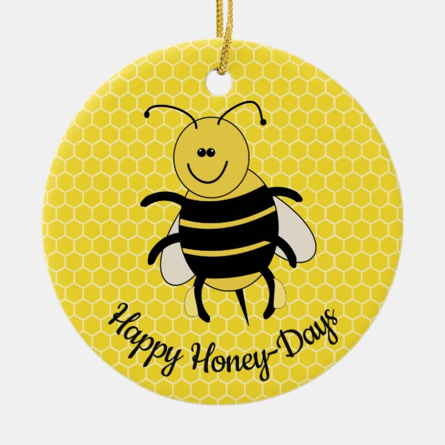 Cute Honey Bee Christmas Ornament Happy Honey Days (Front)