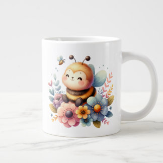 Cute Honey Bee Floral Large Coffee Mug