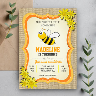 Cute Honey Bee Kids Birthday Party Invitation