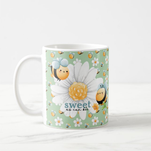 Cute Honey Bee Pattern Custom Mug (Left)