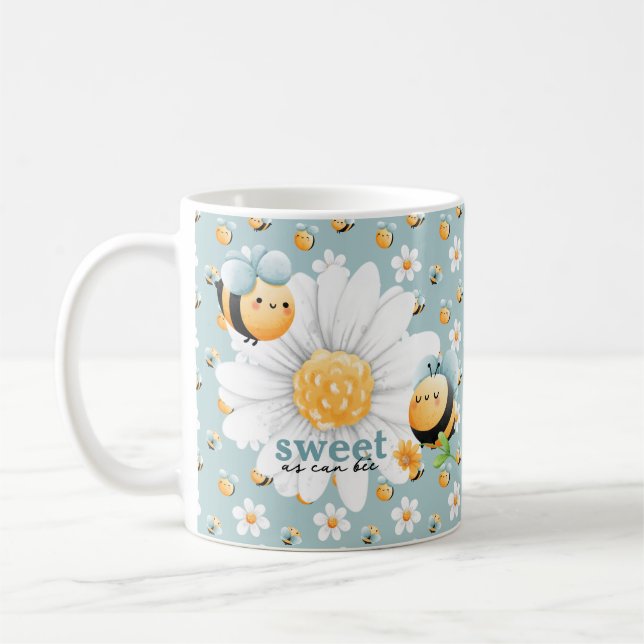 Cute Honey Bee Pattern Custom Mug (Left)