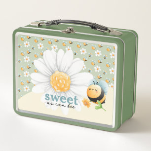 Cute Honey Bee Pattern Customizable Metal Lunch Box