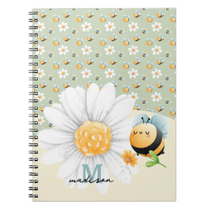 Cute Honey Bee Pattern Notebook With Name
