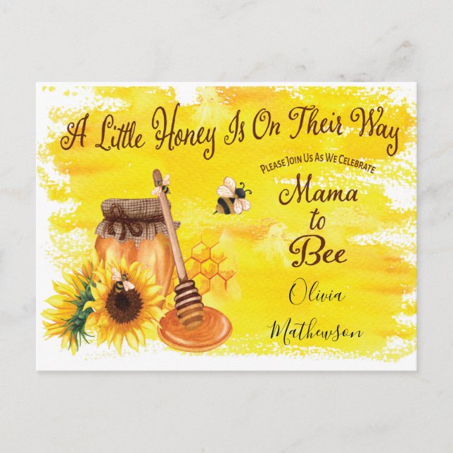 Cute Honey Bee Rustic Gender Neutral Baby Shower I Postcard (Front)