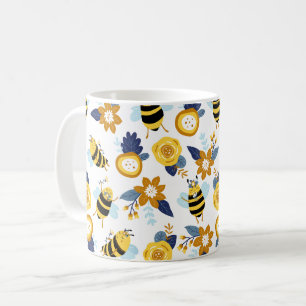 Cute Honey Bee Spring Summer Pattern Coffee Mug